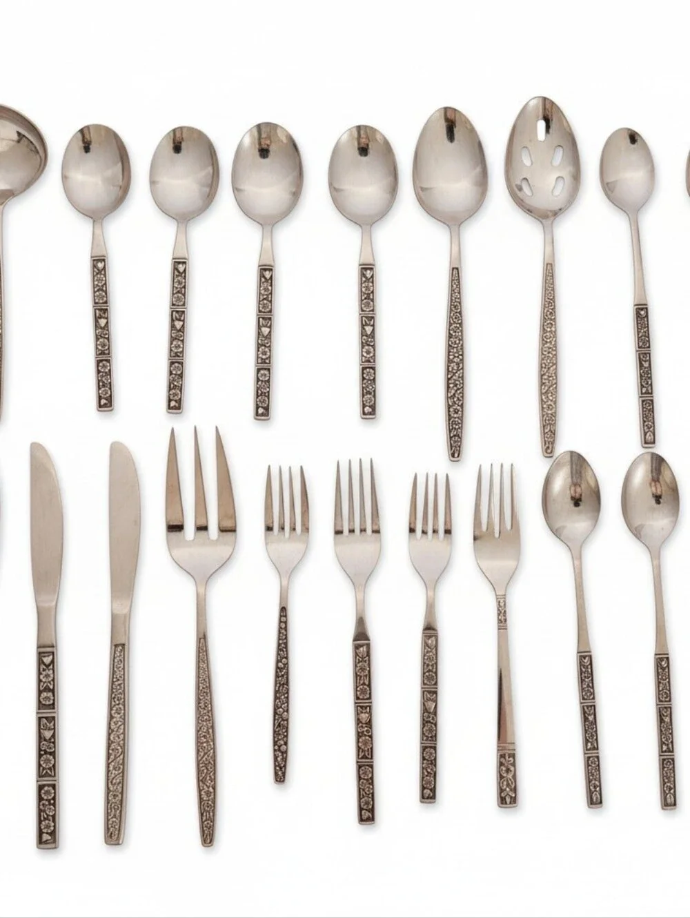 (Lot Of 20) Assorted Oneida Northland Spring Fever Stainless Steel Flatware Set.